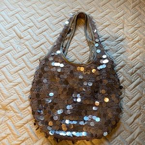 Gray Crochet & Sequin Bag